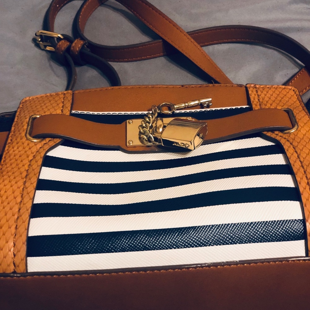 ALDO striped white and navy blue cross body
